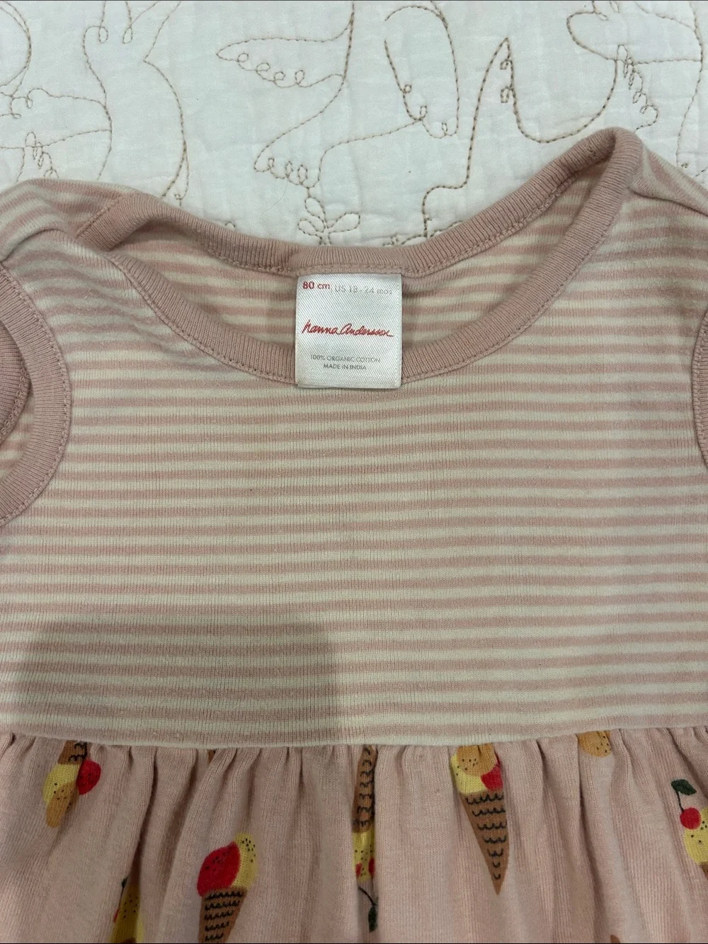 Hanna Andersson Pink Ice Cream Print Dress-Style Bodysuit